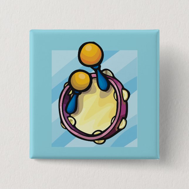Tamborine And Maraccas 15 Cm Square Badge (Front)