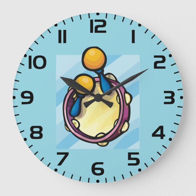 Tamborine And Maraccas Large Clock (Front)