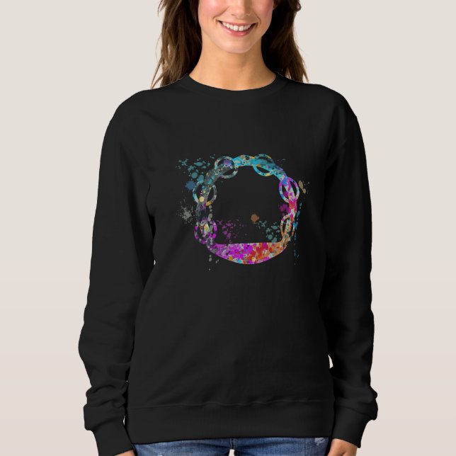 Tambourine Instrument Silhouette Tambourines   Sweatshirt (Front)