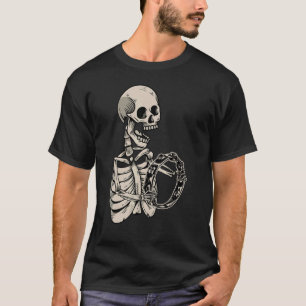Tambourine Player Retro Skull Skeleton Tambourinis T-Shirt