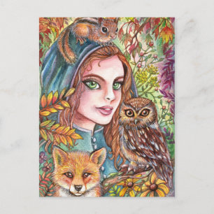 Tamer in Autumn Woods Postcard