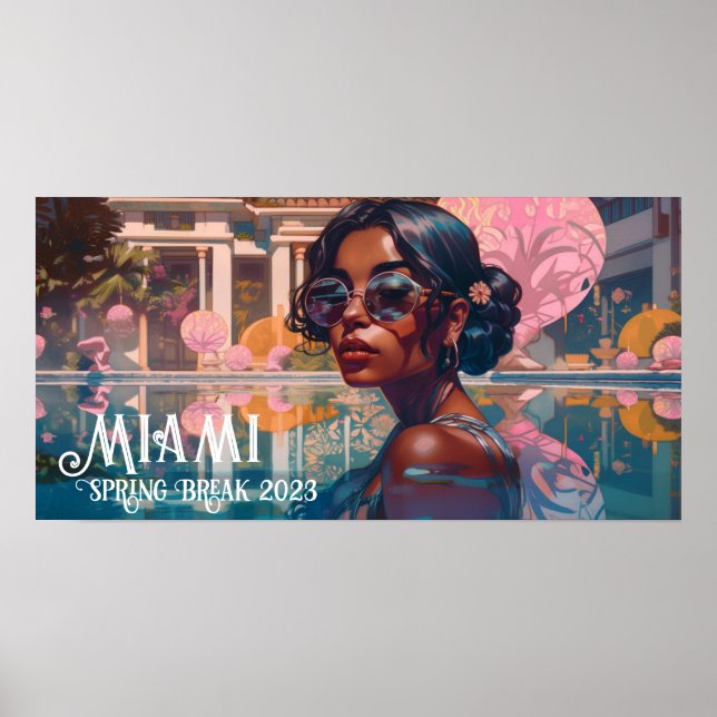 Tamil Woman Miami Resort Pool Painting Poster (Front)