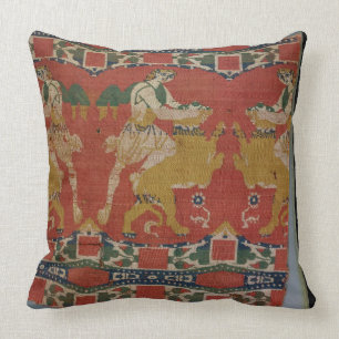 Taming of the Wild Animal, Byzantine tapestry frag Cushion