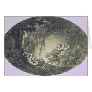 Tamino pursued by a giant serpent
