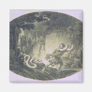 Tamino pursued by a giant serpent magnet