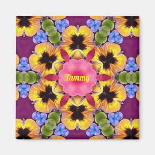 TAMMY ~ Abstract Pansy ~ Pink Blue Purple Yellow Magnet