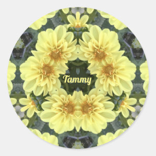TAMMY ~ EASTER DAHLIAS YELLOW RELIGIOUS ~ CLASSIC ROUND STICKER