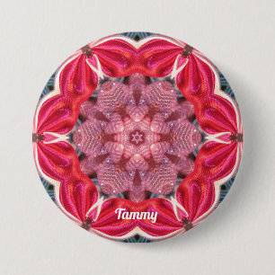 TAMMY ~ White Pink Green BLING ~  7.5 Cm Round Badge