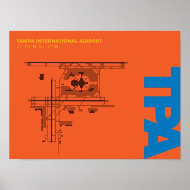 Tampa Airport (TPA) Diagram Poster (Front)