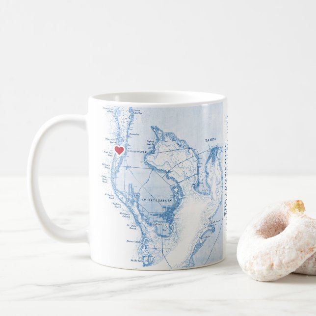 Tampa Bay Florida Beach House Decor Gift  Coffee Mug (With Donut)