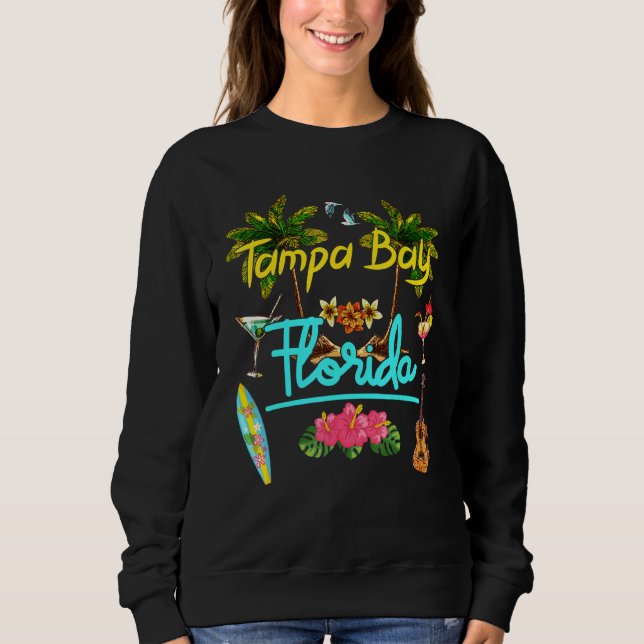 Tampa Bay Florida Beach Summer Palm Surf Sun Set P Sweatshirt (Front)
