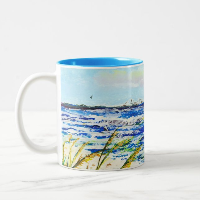 Tampa Bay Florida Beach Sunshine Skyway Bridge Two-Tone Coffee Mug (Left)