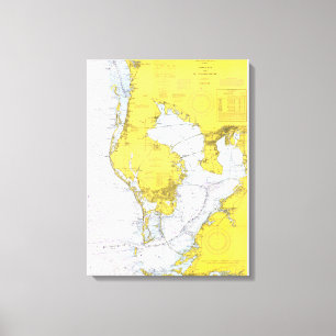 Tampa Bay, Florida nautical chart Canvas Print
