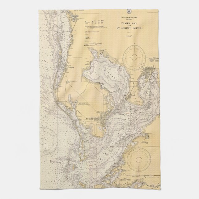 Tampa Bay Florida vintage map Tea Towel (Vertical)