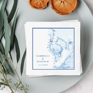 Tampa Bay Map Elegant Wedding Napkin
