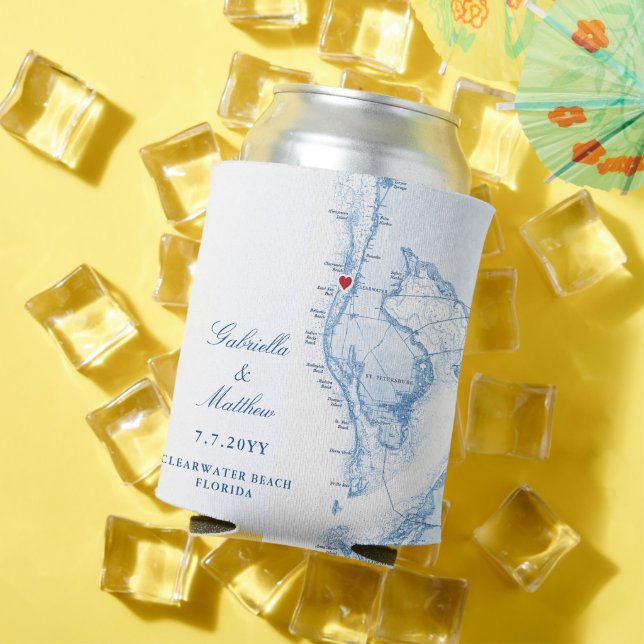 Tampa Bay Map Wedding Favour Drink Can Cooler (In Situ Summer)