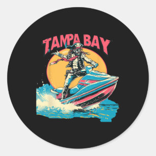 Tampa Bay Pirate Florida Jetski Boating Funny Gasp Classic Round Sticker