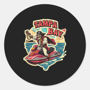 Tampa Bay Pirate Florida Jetski Boating Funny Gasp Classic Round Sticker