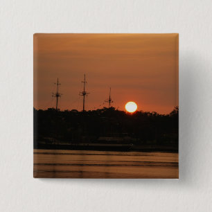 Tampa Bay Sunset & Pirate Ship... 15 Cm Square Badge