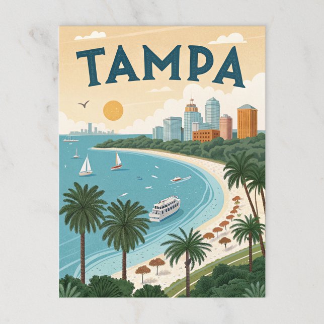 Tampa Bay: Tropical Coastline Illustration Postcard (Creator Uploaded)
