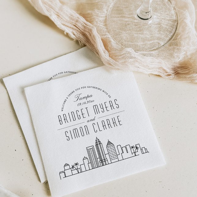 Tampa Deco Skyline | Wedding Event Napkin (Creator Uploaded)