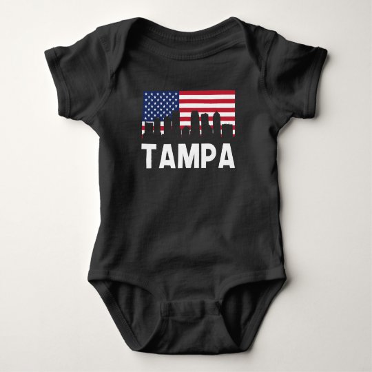 Tampa FL American Flag Skyline Baby Bodysuit