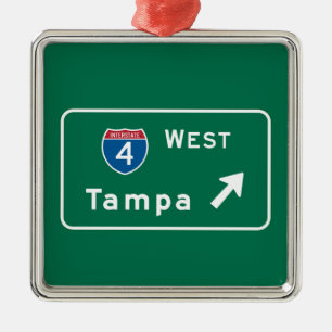 Tampa, FL Road Sign Metal Tree Decoration