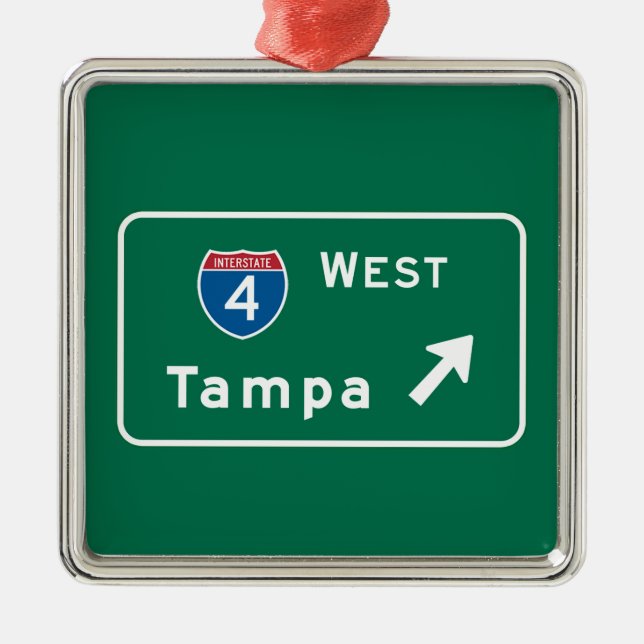 Tampa, FL Road Sign Metal Tree Decoration (Front)
