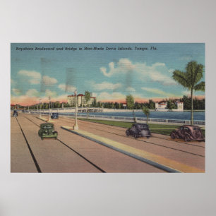 Tampa, FL - View of Bayshore Blvd, Bridge Poster