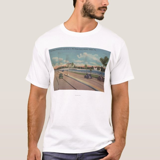 Tampa, FL - View of Bayshore Blvd, Bridge T-Shirt (Front)