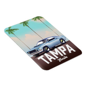 Tampa Florida car travel poster Magnet