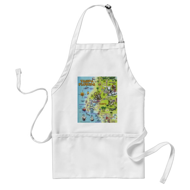 Tampa Florida Cartoon Map Standard Apron (Front)