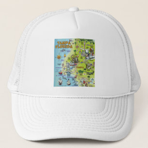 Tampa Florida Cartoon Map Trucker Hat