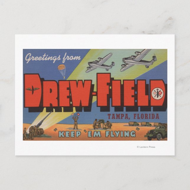 Tampa, Florida - Drew Field - Large Letter Scene Postcard (Front)
