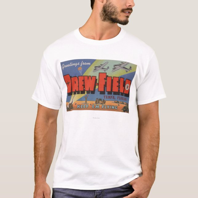 Tampa, Florida - Drew Field - Large Letter Scene T-Shirt (Front)