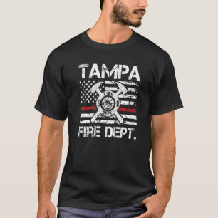 Tampa Florida Fire Department Thin Red Line Firema T-Shirt