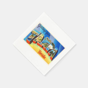 Tampa Florida FL Old Vintage Travel Souvenir Napkin