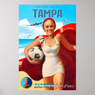 Tampa Florida Fly Eastern Air Lines New Travel Poster