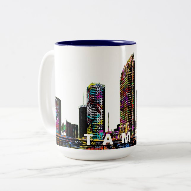 Tampa, Florida in graffiti Two-Tone Coffee Mug (Front Left)