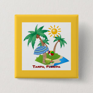 Tampa, Florida, palm trees and sunshine 15 Cm Square Badge