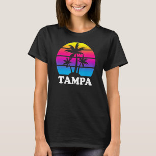 Tampa Florida Retro Palm Tree Sunset Vacation Beac T-Shirt