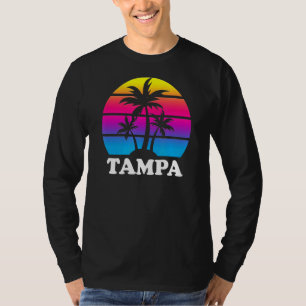 Tampa Florida Retro Palm Tree Sunset Vacation Beac T-Shirt