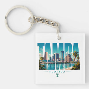 Tampa Florida Skyline City Name Coastal Travel Key Ring