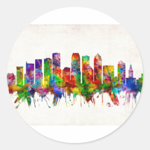 Tampa Florida Skyline Classic Round Sticker