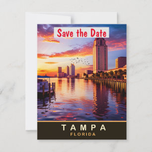Tampa Florida Skyline Sunset Wedding Invitation