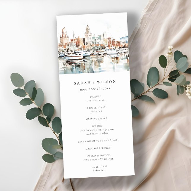 Tampa Florida Skyline Watercolor Wedding Program (Creator Uploaded)