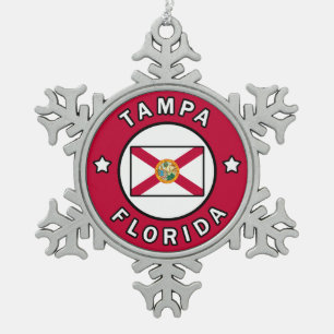 Tampa Florida Snowflake Pewter Christmas Ornament