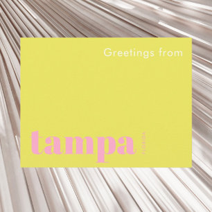 Tampa Florida typographic yellow pink Postcard