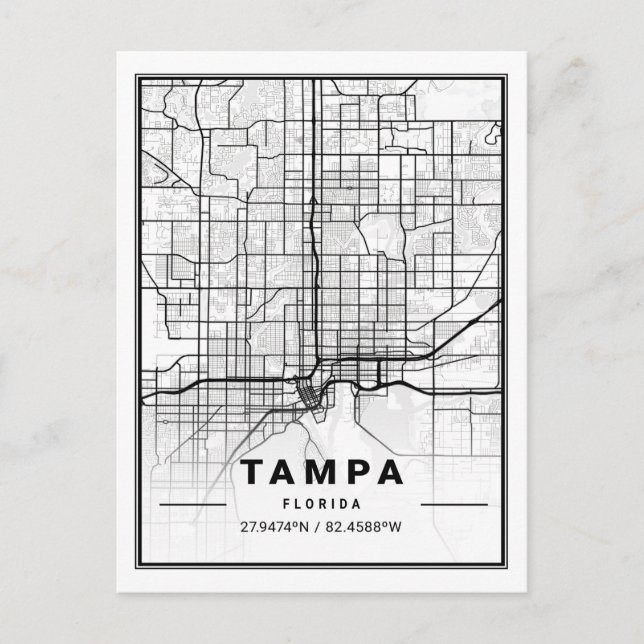 Tampa Florida USA Travel City Map Postcard (Front)