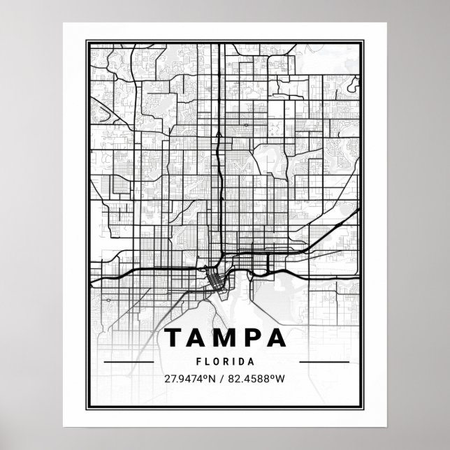 Tampa Florida USA Travel City Map Poster (Front)